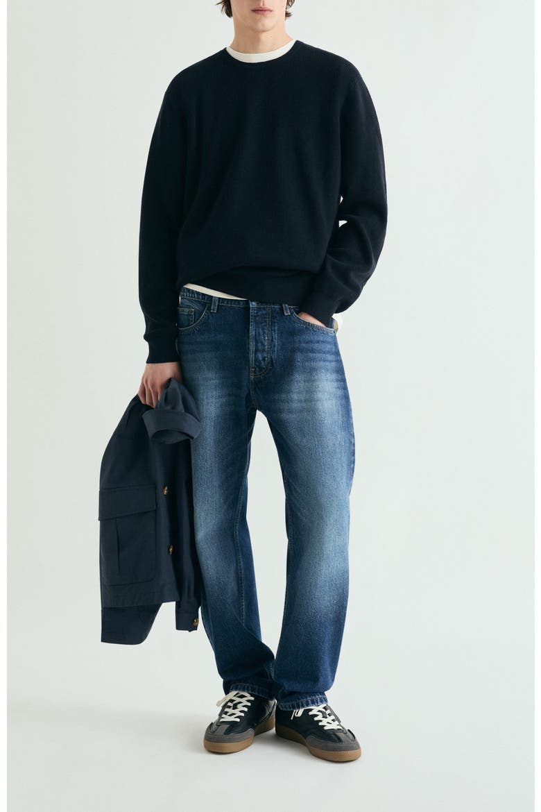 Textured Knit Sweater, Alternate, color, Navy