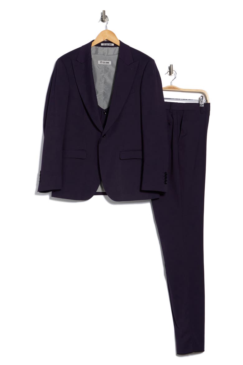 Stretch 3-Piece Suit, Alternate, color, EGGPLANT