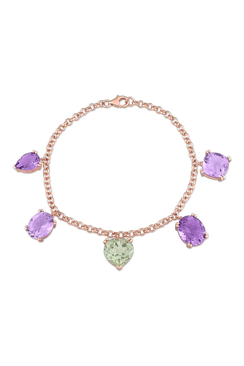 Amethyst & Prasiolite Charm Bracelet, Main, color, MULTICOLOR