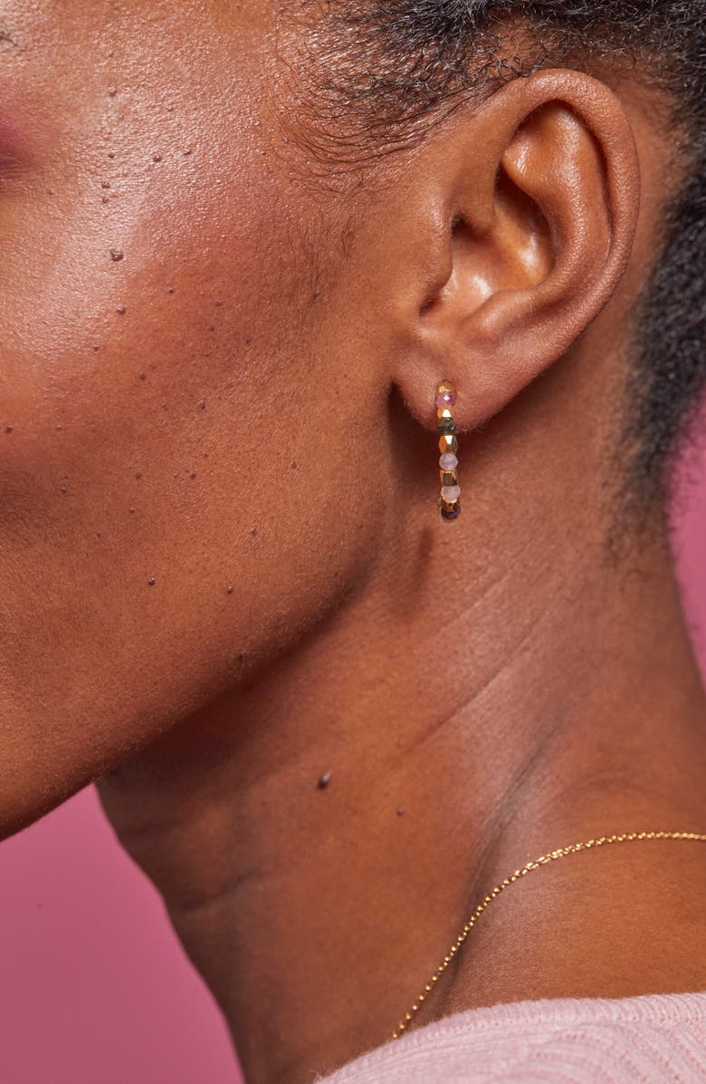 Estella Bartlett Coco Bead Hoop Earrings, Alternate, color, Gold