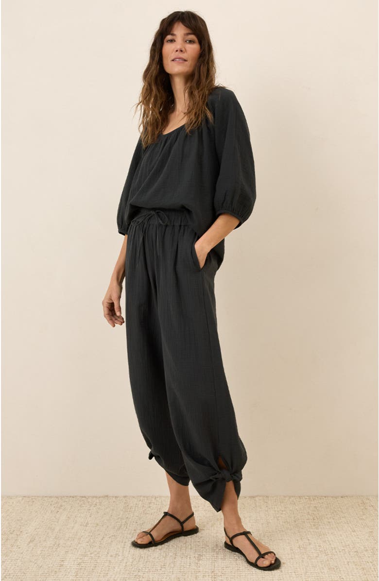 Pact Organic Cotton Coastal Double Gauze Split Hem Pant, Alternate, color, Black