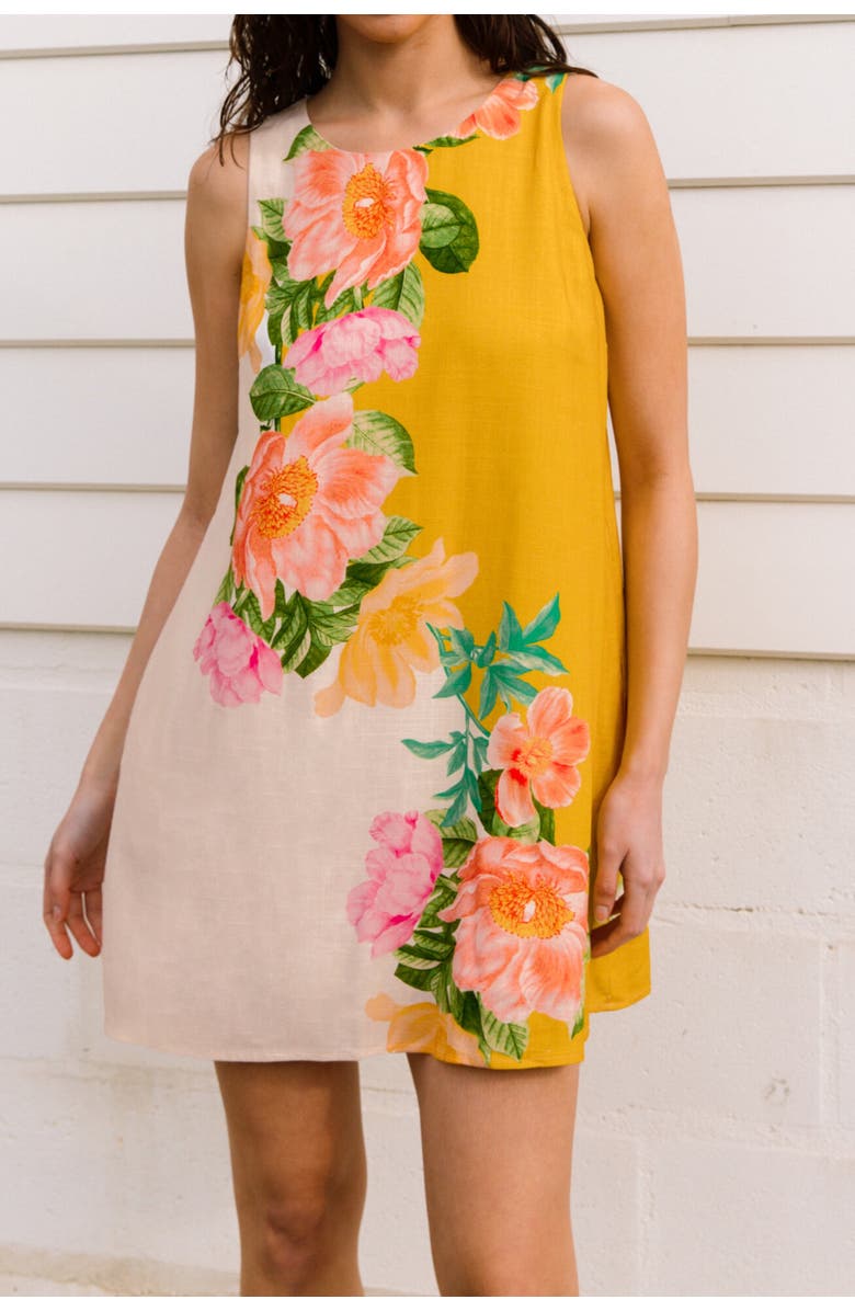 White Closet Tropical Floral Mini Dress, Alternate, color, White