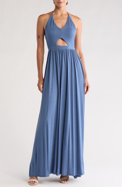 Halter Neck Keyhole Maxi Dress