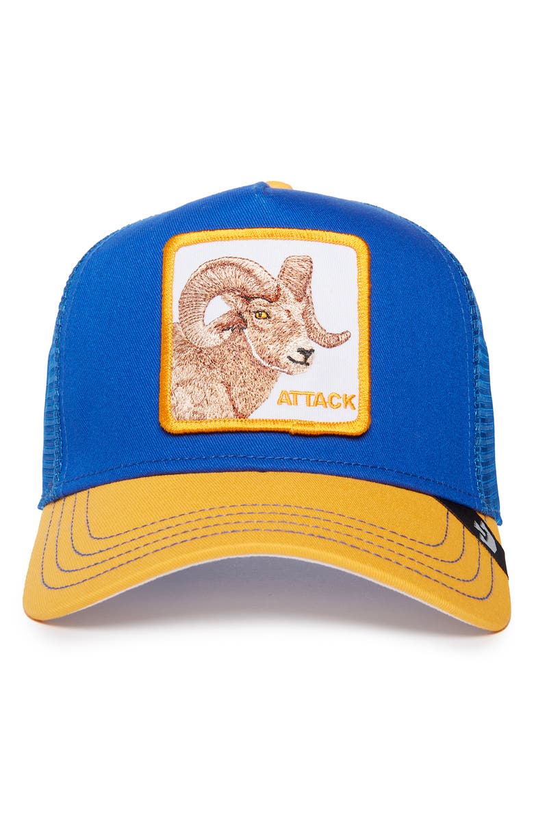 Goorin Bros. The Attack Ram Adjustable Trucker Hat, Alternate, color, Cobalt