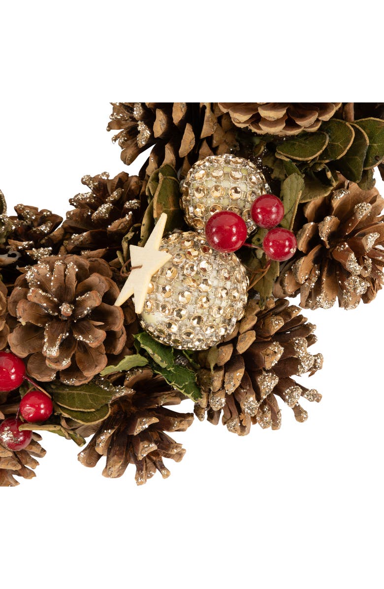 Northlight Glittered Pine Cone and Berry Artificial Christmas Wreath, 12-Inch, Unlit, Alternate, color, Brown