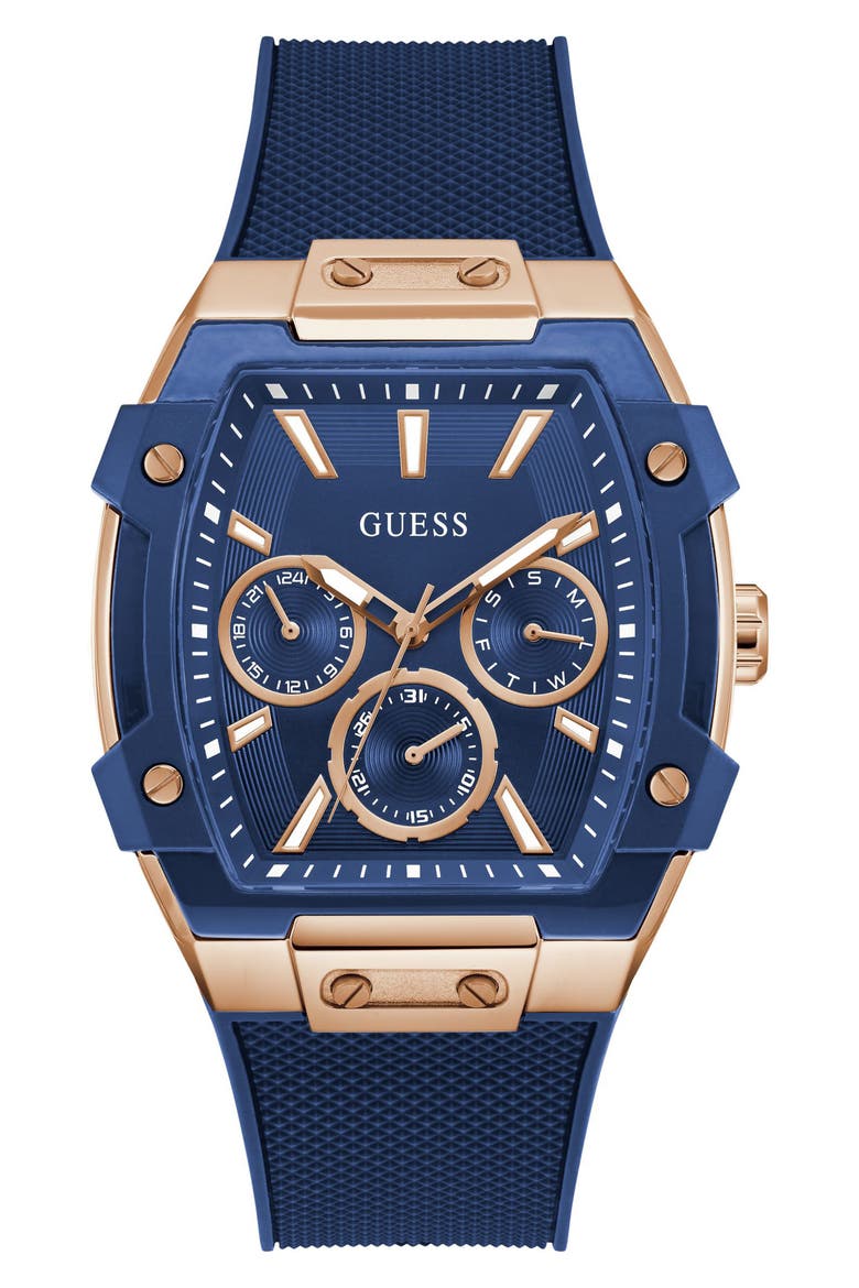 Multifunction Silicone Strap Watch, 44mm x 51mm, Main, color, BLUE