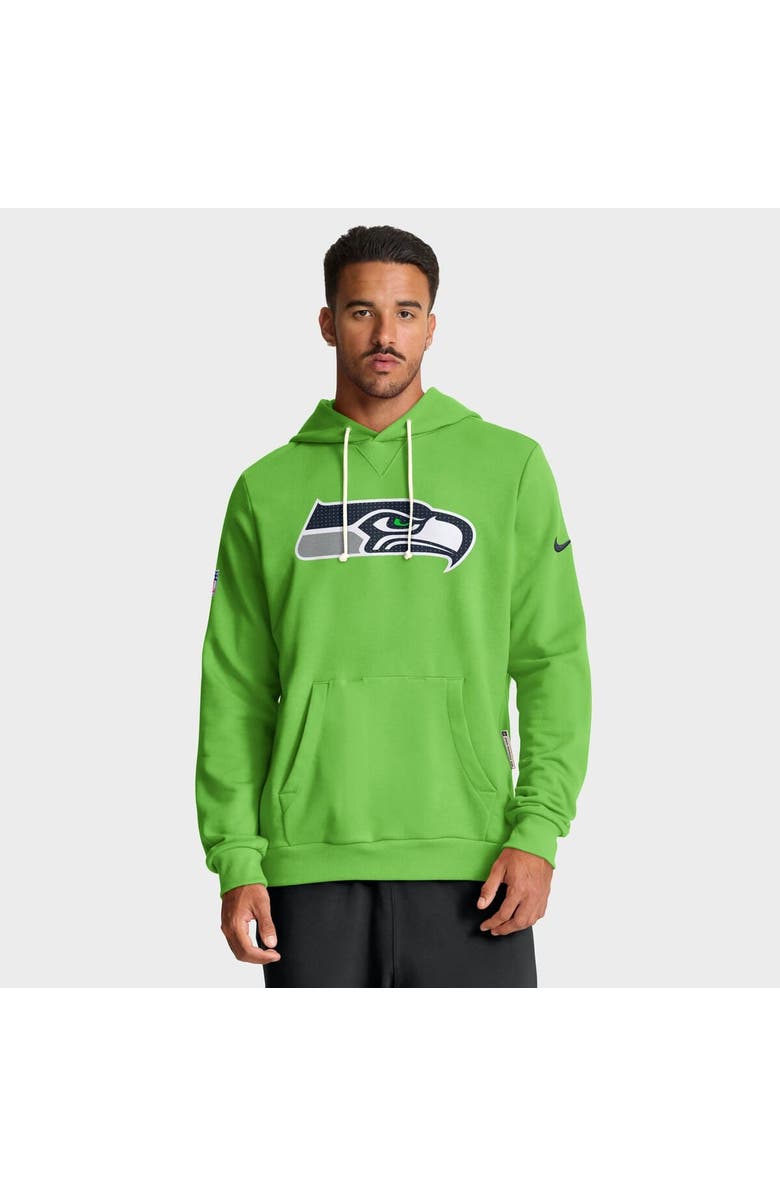 Nike Men's Nike Neon Green Seattle Seahawks Sideline Standard Issue Initial Home Dri-FIT Hoodie, Main, color, Neon Green