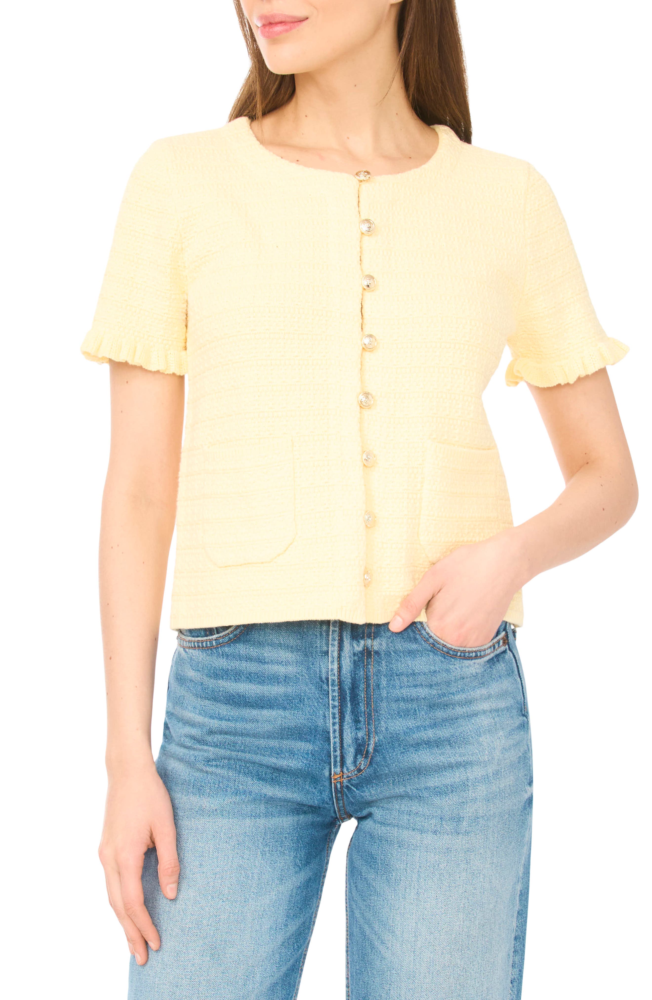 Short Sleeve Cotton Blend Cardigan - image 3