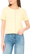 CeCe Short Sleeve Cotton Blend Cardigan