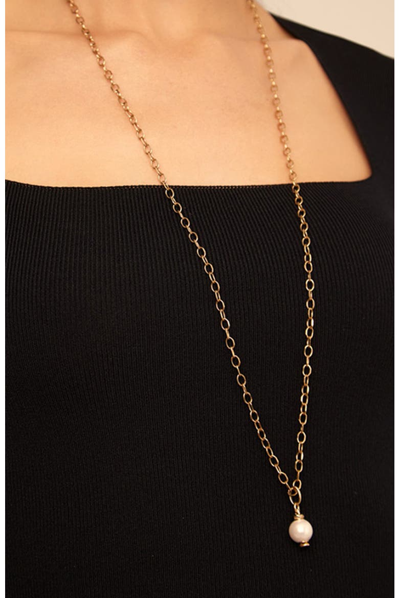 18K Gold-Plated Charm with White Pearl, Alternate, color, Gold