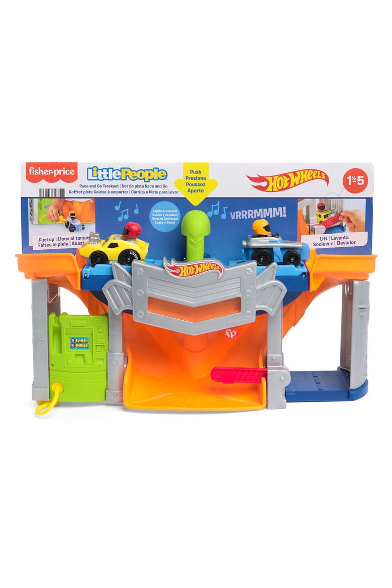Little People® Hot Wheels® Race & Go Track Playset, Main, color, ASST
