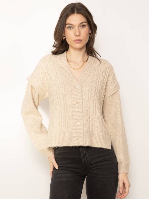 Central Park West Myles High Low Cabled Cardigan In Oat