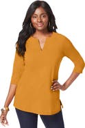 Jessica London Stretch Cotton Notch Neck Tunic