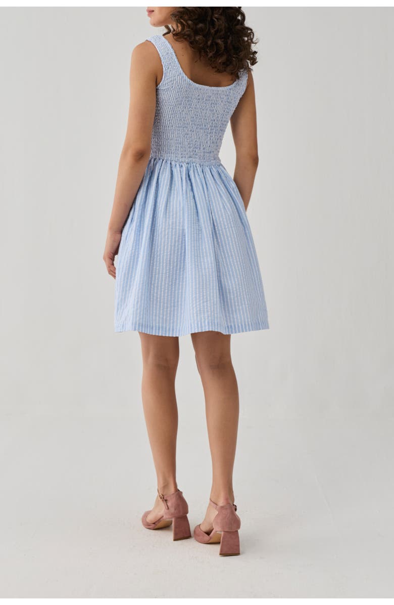 Reistor Smocked Fit & Flare Short Dress, Alternate, color, Cloudline