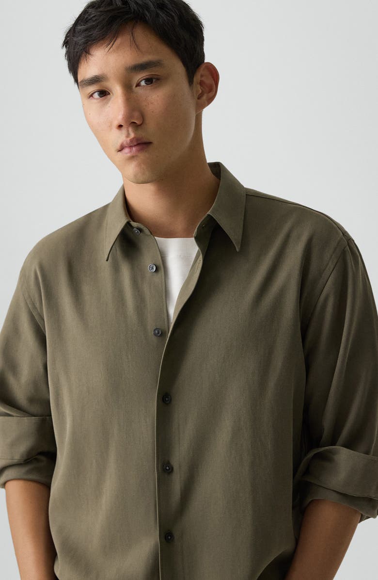 Theory Leaf Relaxed Button-Up Shirt, Alternate, color, Tarmac