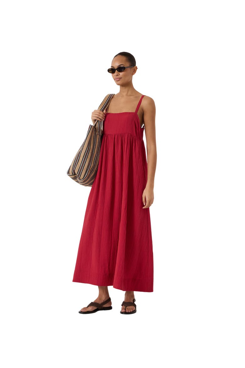 Nami Crinkle Gathered Maxi Dress, Main, color, Ruby Red