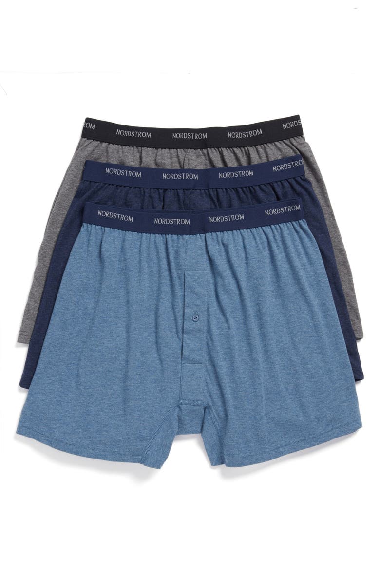 Nordstrom 3-Pack SupimaÂ<sup>®</sup> Cotton Boxers, Main, color, Navy/ Charcoal/ Blue