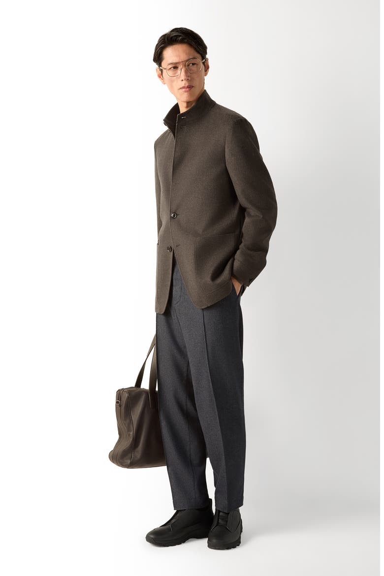 Pleated Wool, Silk & Cashmere Trousers, Alternate, color, DARK GREY