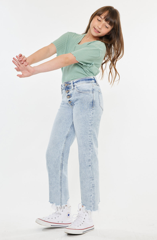 Kancan Kandy High Rise Cropped Straight Jeans In Blue