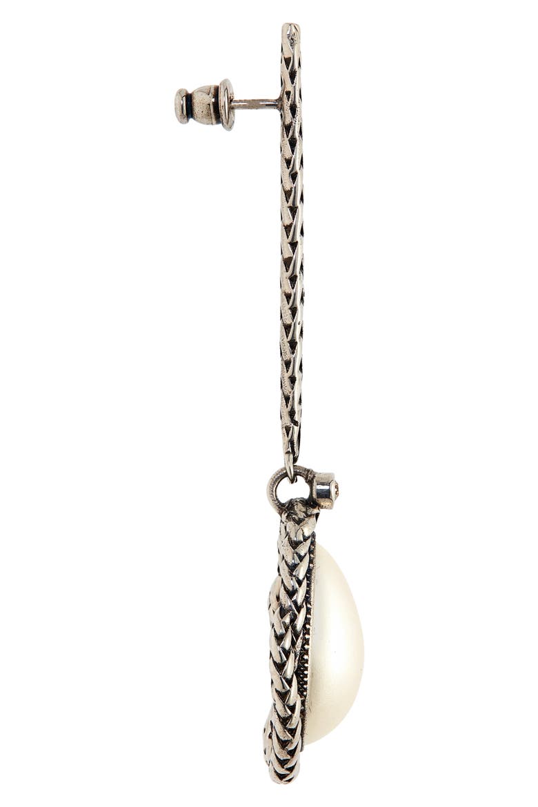 Alexander McQueen Imitation Pearl Drop Earrings, Alternate, color, CYSTAL