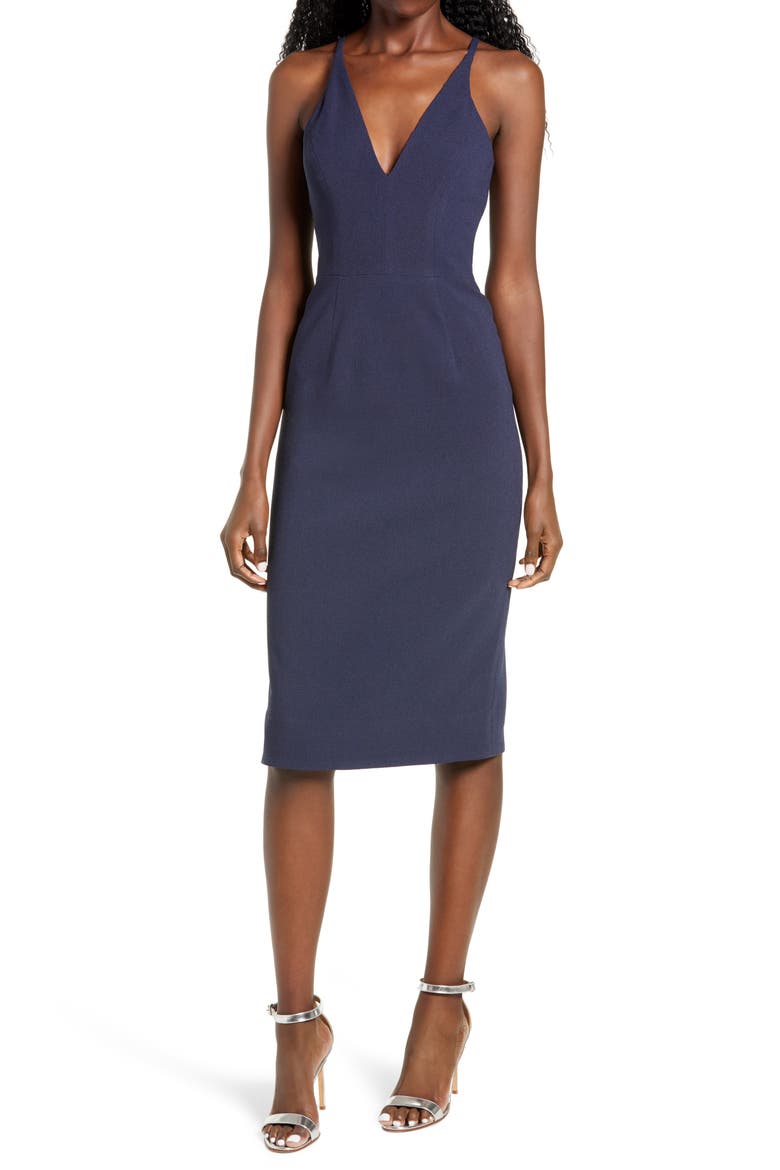 Lyla Crepe Cocktail Dress, Main, color, NAVY