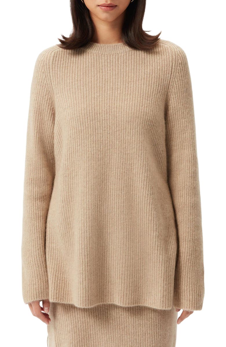 GOBI Mongolian Cashmere Cashmere Sweater with Side Zippers, Alternate, color, Warm Grey