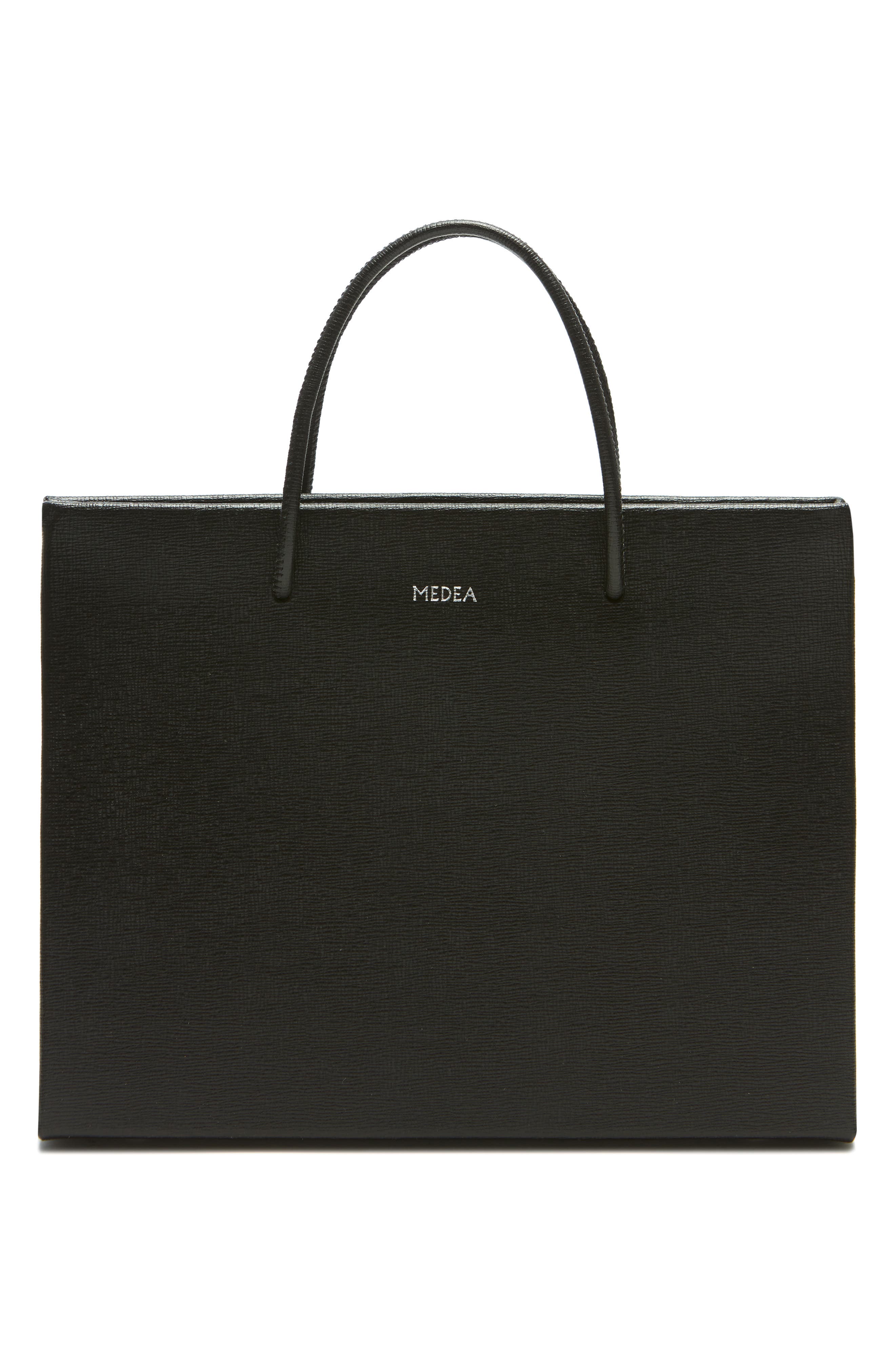 Hanna Saffiano Leather Tote, Alternate, color, BLACK