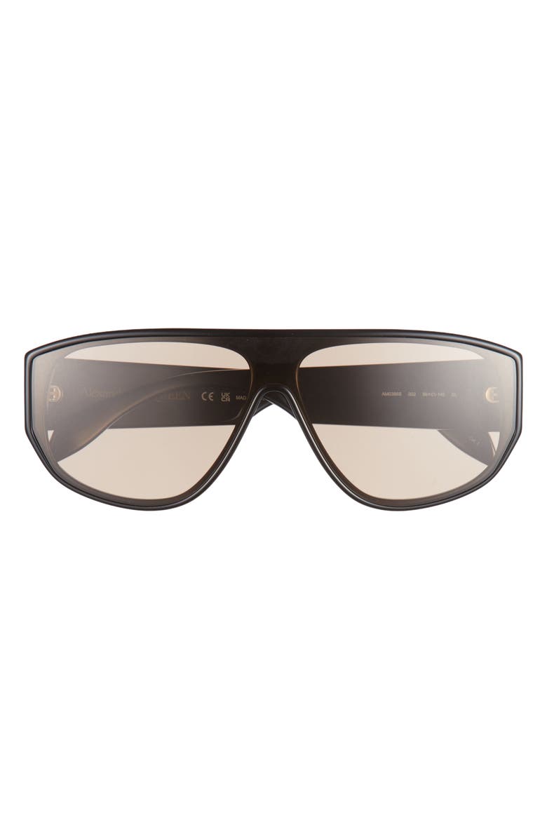 McQueen 99mm Aviator Sunglasses, Main, color, Black Black Brown