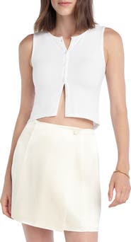 Favorite Daughter The Dalia Rib Button Front Crop Top
