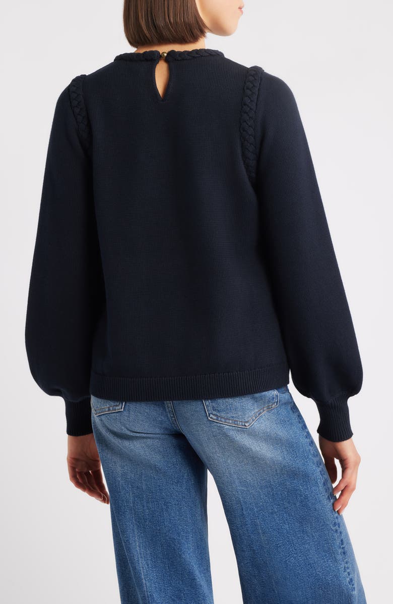 Hatley Braided Sweater, Alternate, color, Black