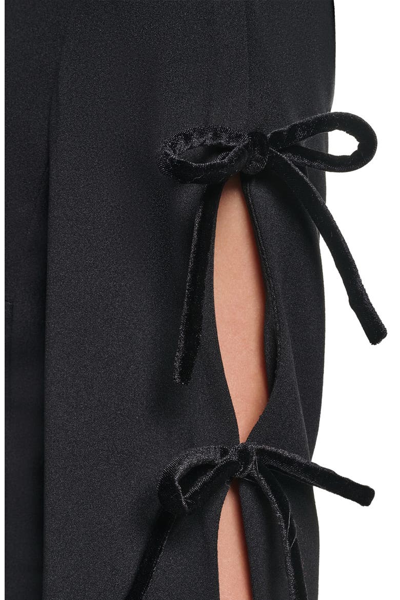 Velvet Bow Scuba Crepe Sheath Dress, Alternate, color, BLACK