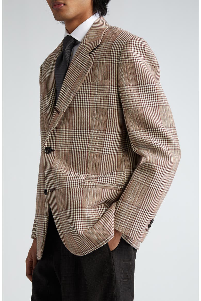 Relaxed Fit Check Double Face Cotton Blend Blazer, Alternate, color, BROWN/ WHITE/ YELLOW