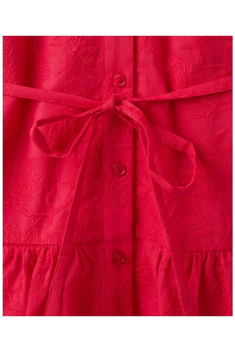 Embroidered Long Sleeve Cotton Shirtdress, Alternate, color, STRAWBERRY
