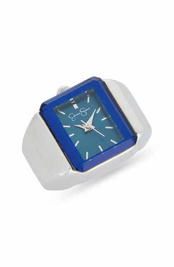 Faceted Glass Rectangular Ring Watch