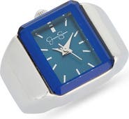 Jessica Simpson Faceted Glass Rectangular Ring Watch