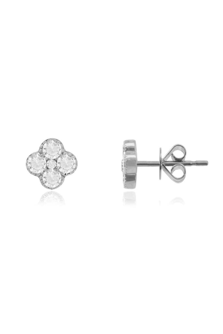 Large Diamond Clover Stud Earrings, Main, color, White Gold