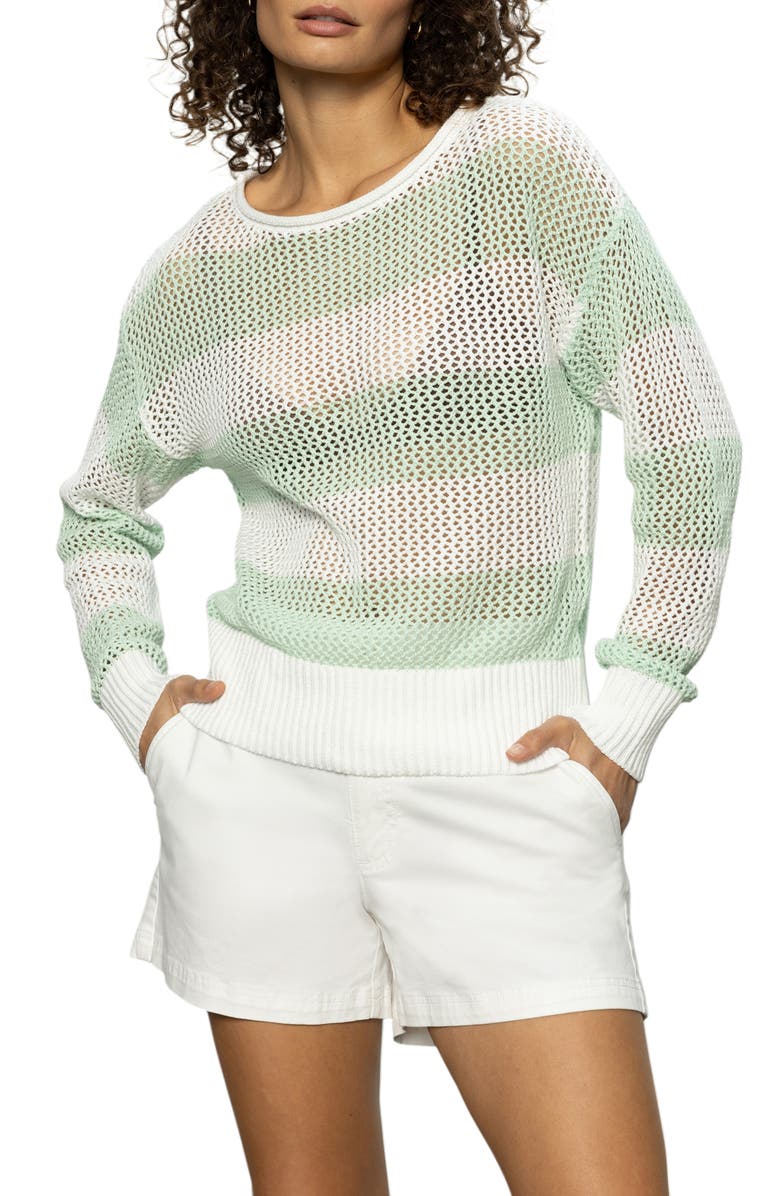 Sanctuary Cotton Open Knit Sweater, Main, color, Mint Tea