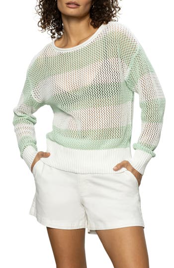 Sanctuary Open Knit Sweater In Green