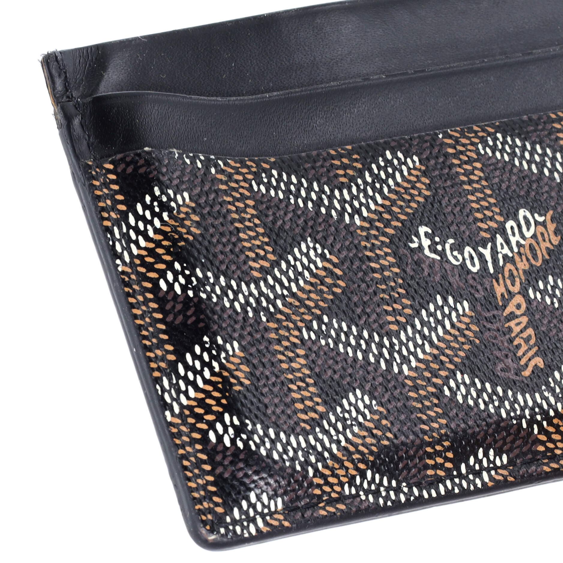 Pre-Owned Goyard Saint Sulpice Card Holder Coated Canvas, Alternate, color, Black