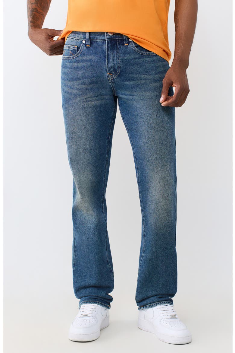 Ricky Ladder Stitch Straight Leg Jeans, Main, color, MEDIUM OCEAN STORM WASH