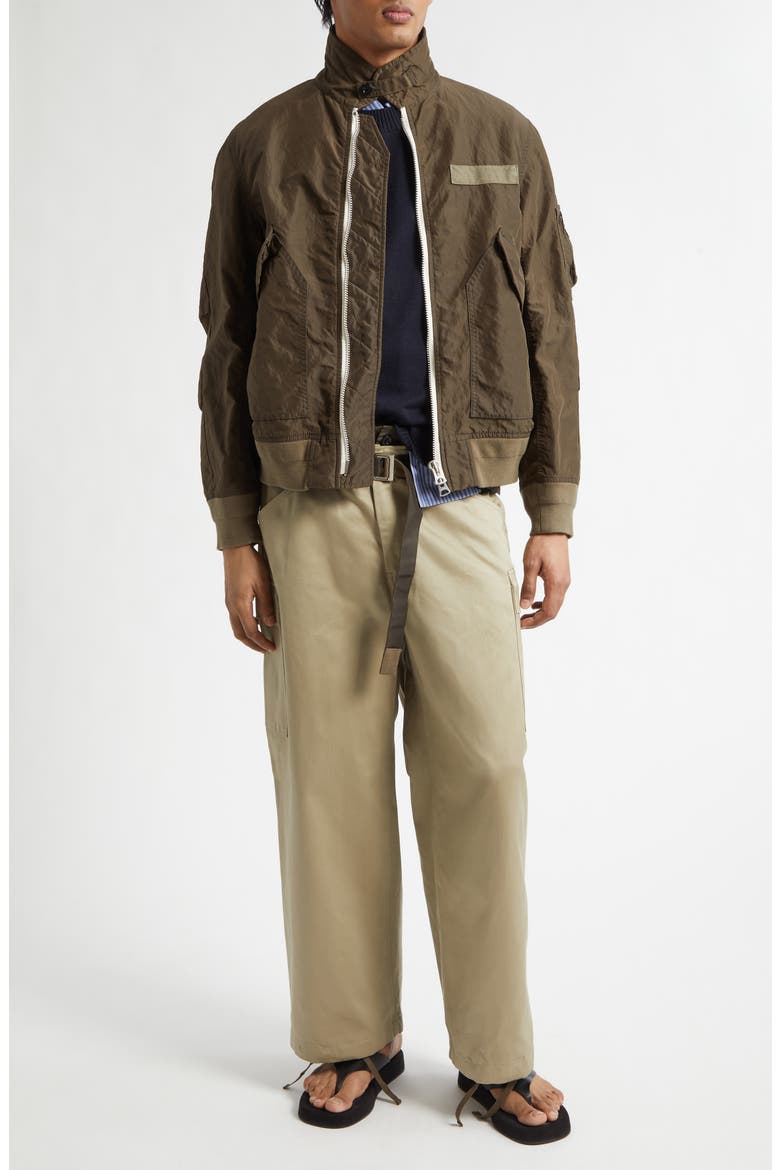Treated Nylon Twill Jacket, Alternate, color, DARK KHAKI