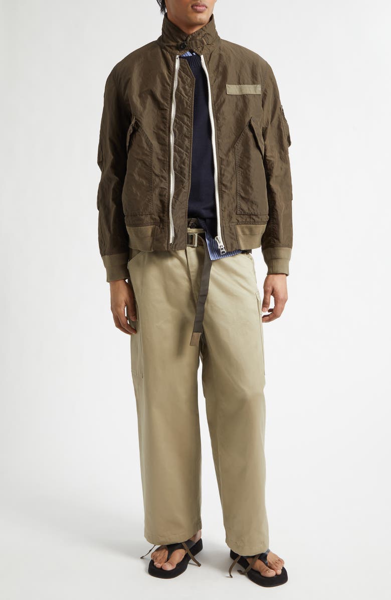 Sacai Treated Nylon Twill Jacket, Alternate, color, Dark Khaki