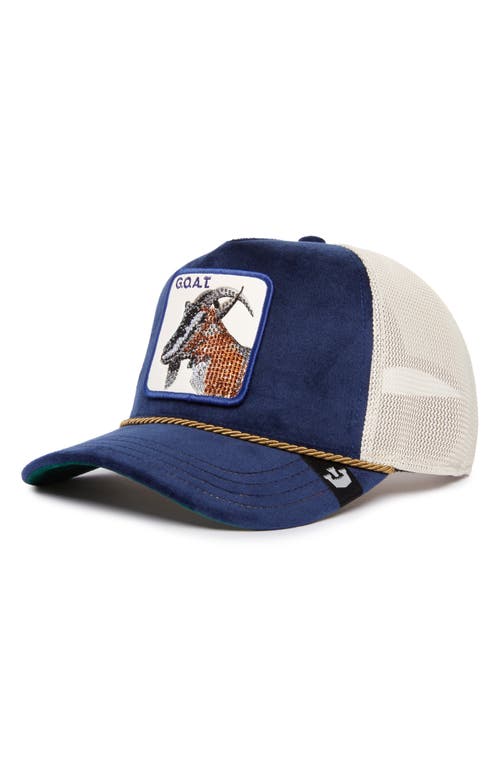 Goorin Bros. Sapphire Goat Patch Snapback Trucker Hat in Blue 