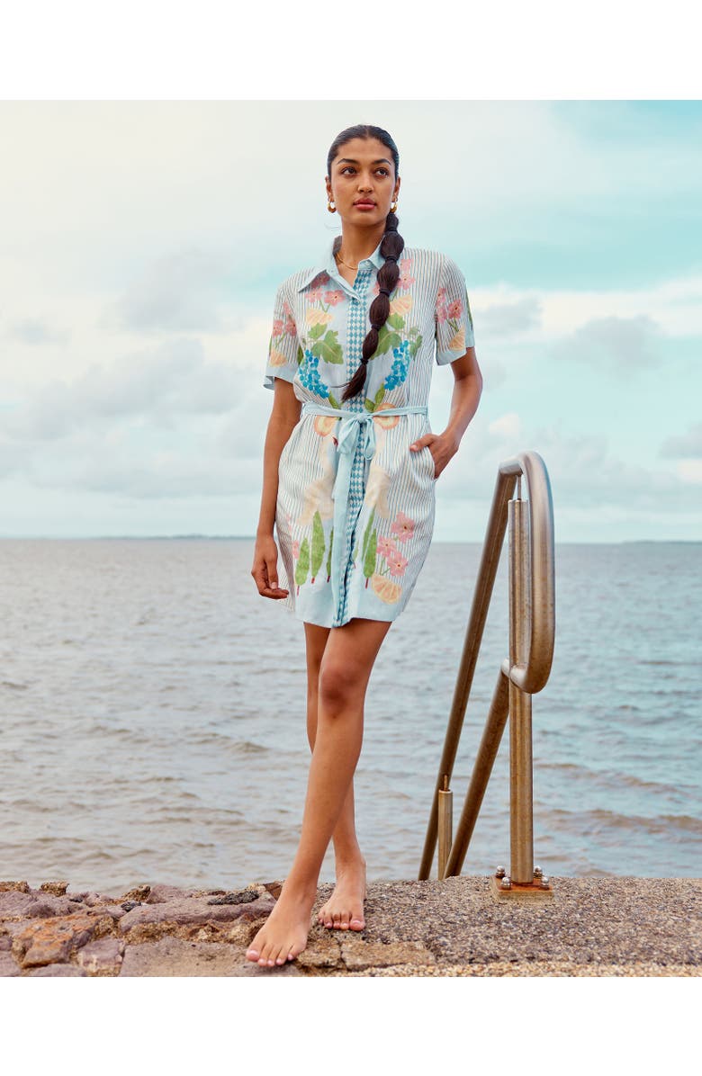 SMWR. By The Somewhere Co Swan Lake Mini Shirt Dress, Alternate, color, Light Blue