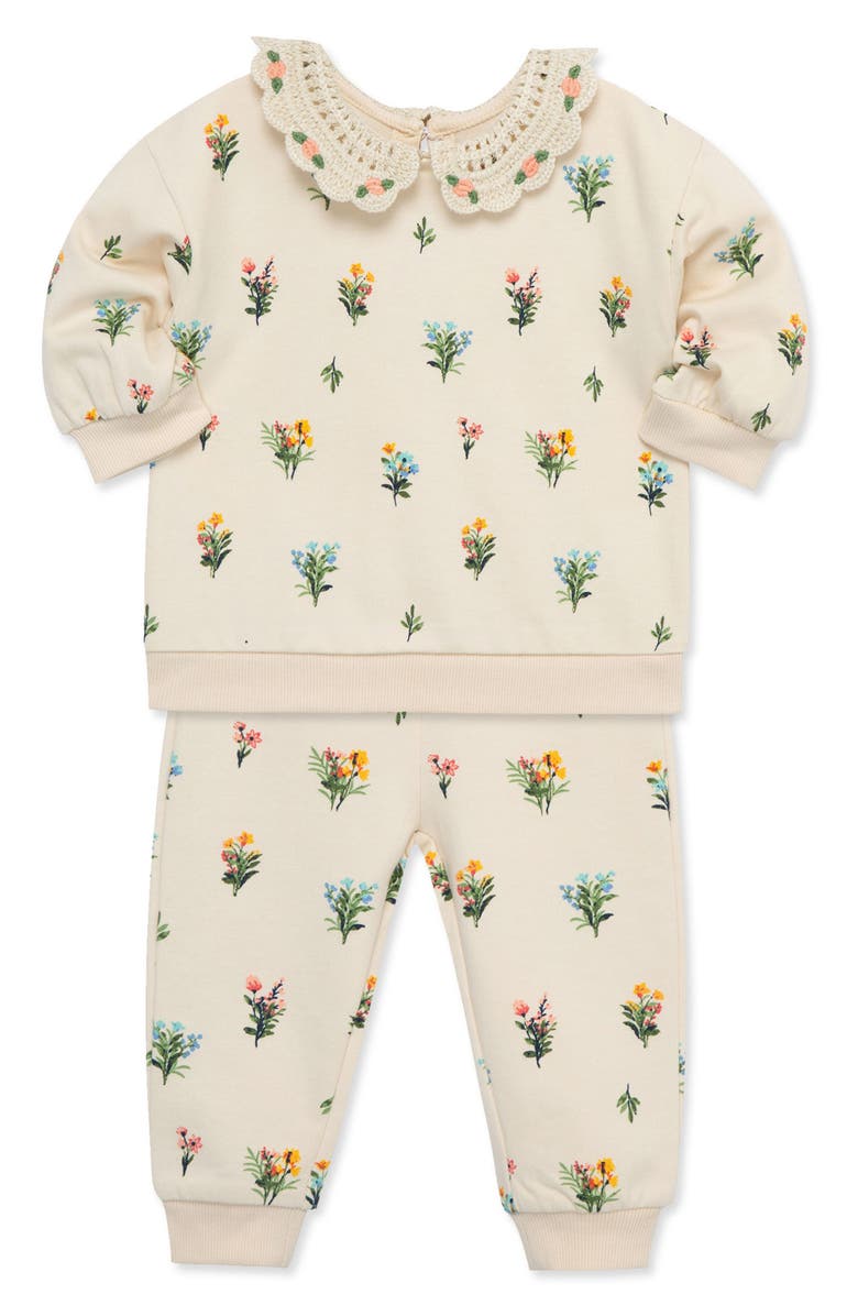 Little Me Garden Sweatshirt & Joggers Set, Alternate, color,