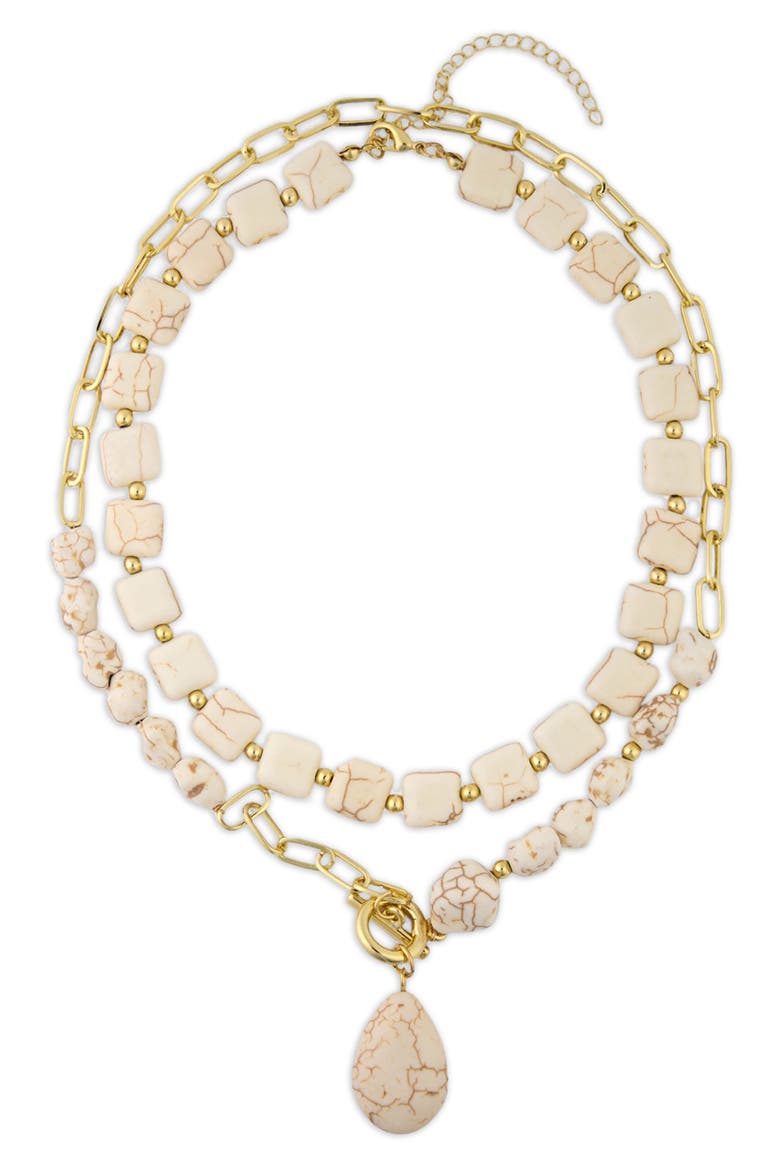 Set of 2 Stone Charm Necklaces, Main, color, IVORY