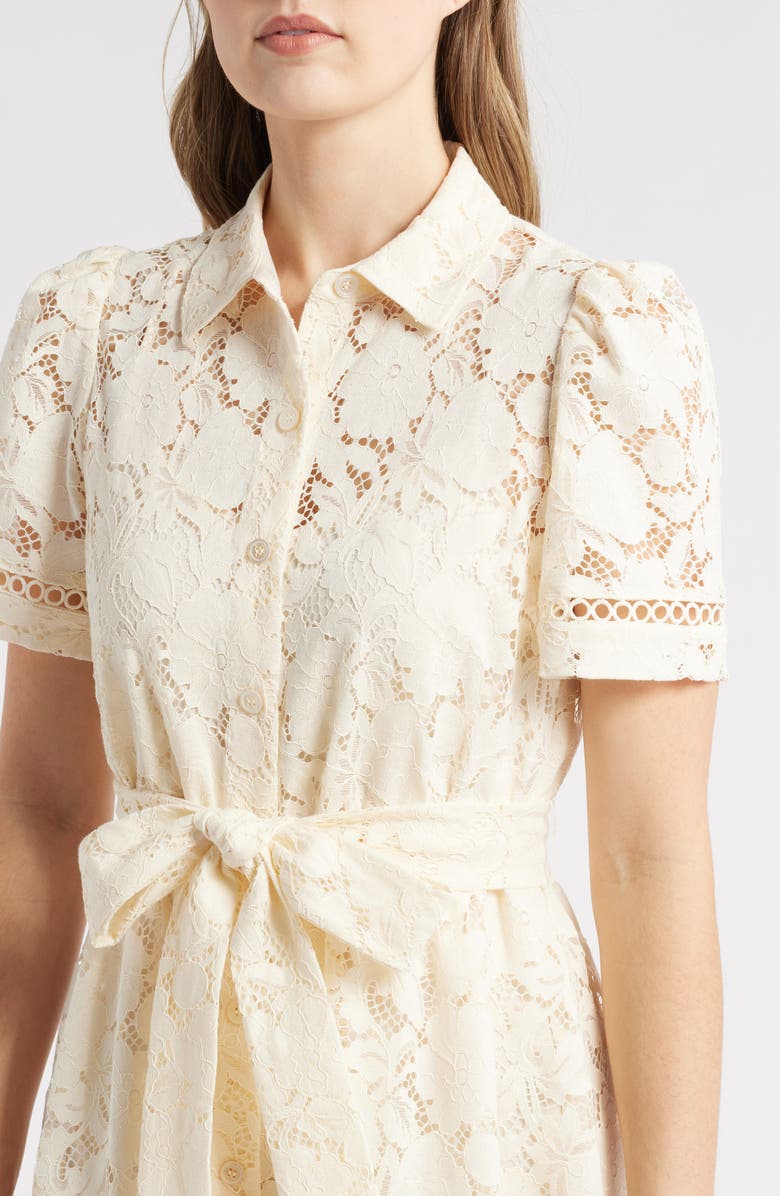 Anne Klein Lace Tie Waist Shirtdress, Alternate, color, 