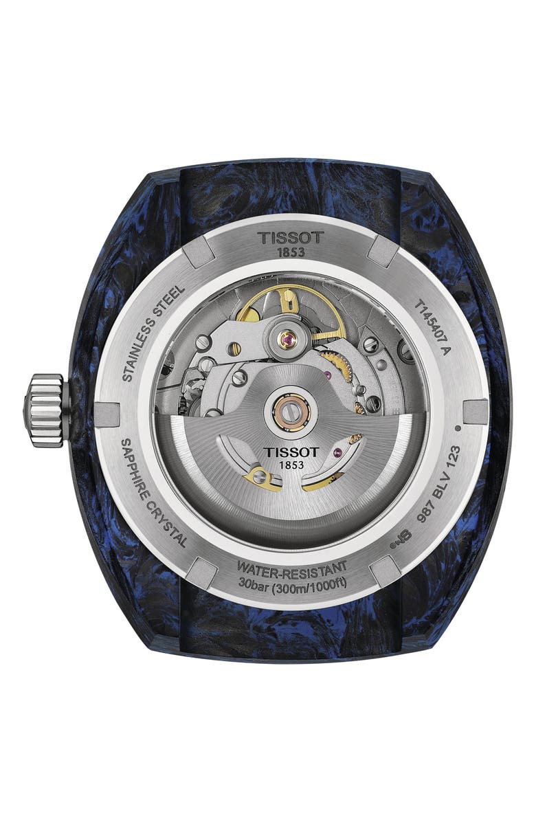 Tissot Sideral S Powermatic 80 Rubber Strap Watch, 41mm, Alternate, color, Blue