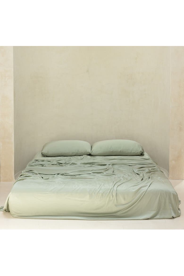 Organic Natural Sateen Duvet Cover Set, Alternate, color, Sage