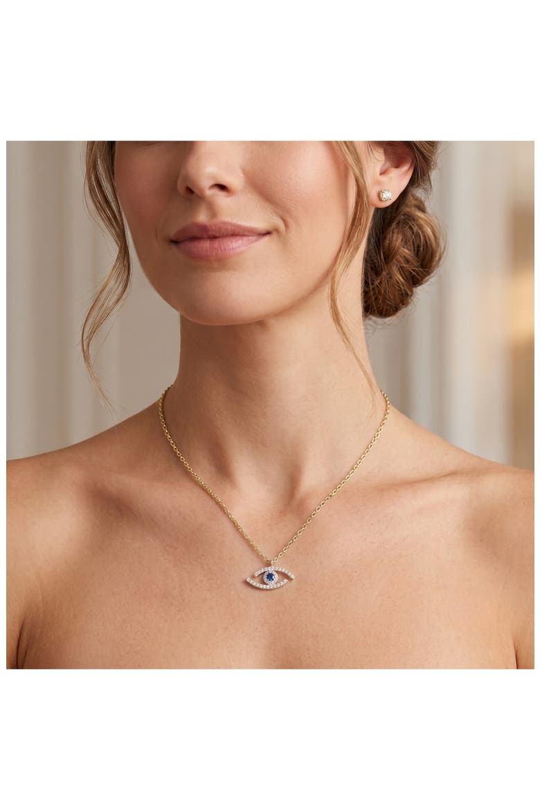 Abstract Cubic Zirconia Evil Eye Pendant Necklace, Alternate, color, GOLD